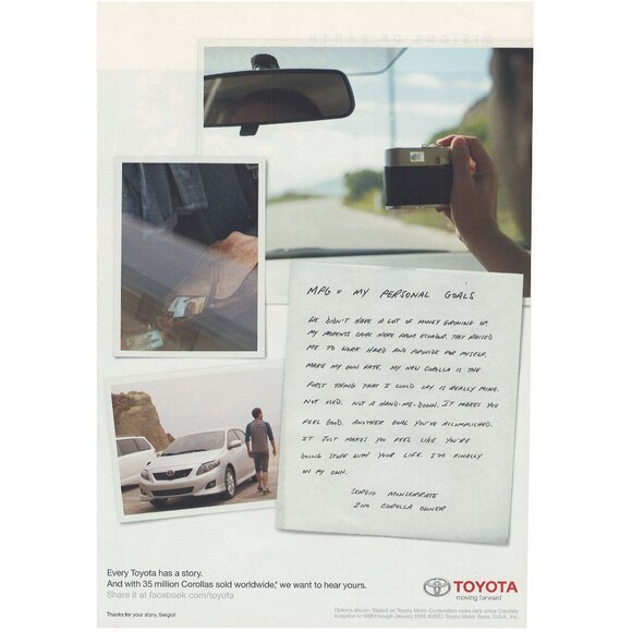 2010 Toyota Car Automotive Full Page Print Ad Original Man At Beach u - Picture 1 of 1